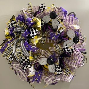 Purple bee wreath